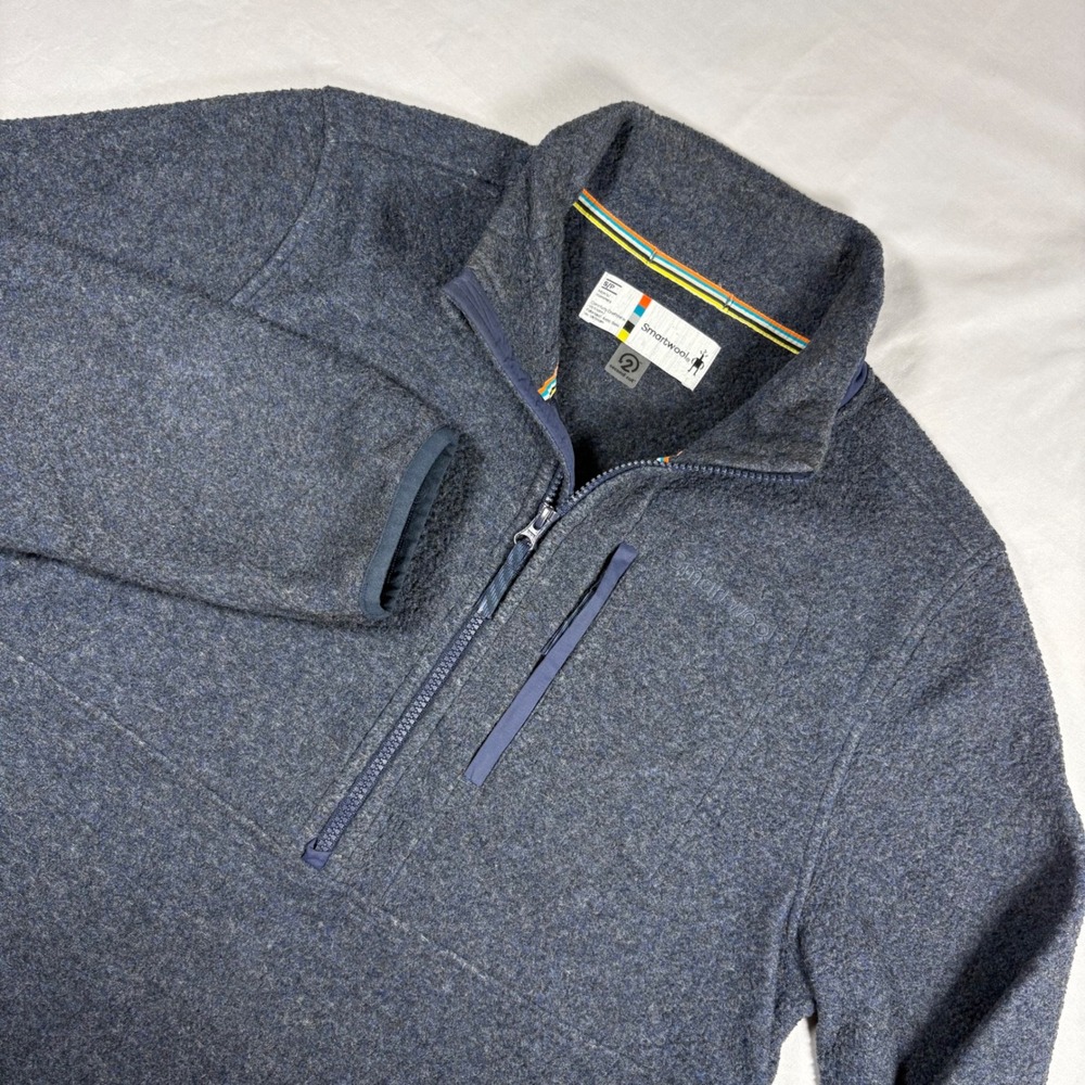 Smartwool Second Cut Fleece 1/2 Zip Men's Small Deep Navy Merino Wool Pullover